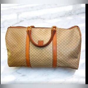 Celine Vintage Macadamia Monogram Large Duffel Bag W/ COA